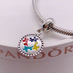 Pandora Autism Awareness Puzzle Dangle Pendant Charm S925ALE